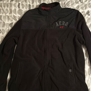 Aeropostale Mens Zip Fleece Jacket Size XXL Black